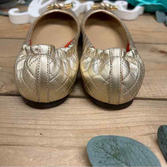 Lilly Pulitzer Quilted Just Another Ballet Ballerina Gold Knot Shoes Flats Sz 7 - Picture 4 of 10